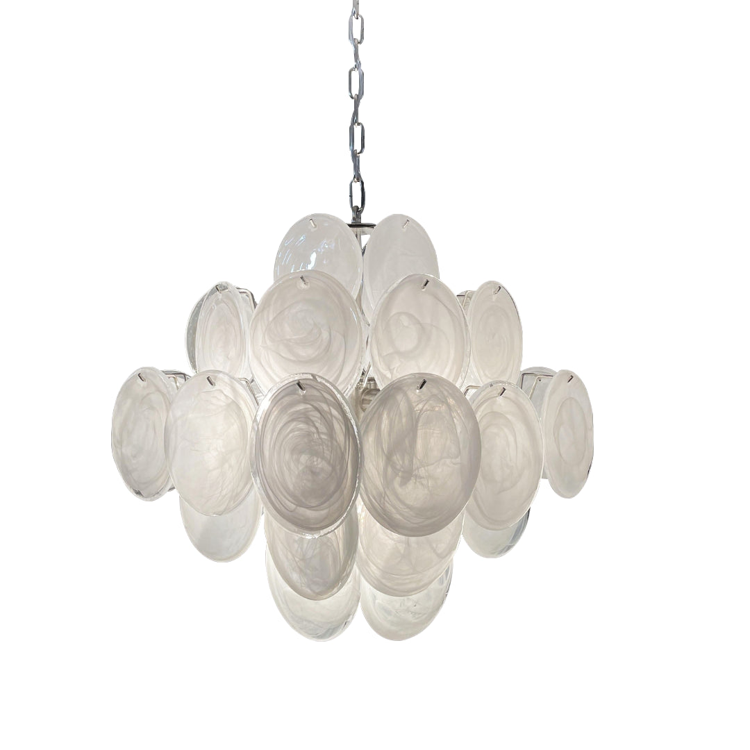 Cobalt Aura Glass Disc Chandelier---White