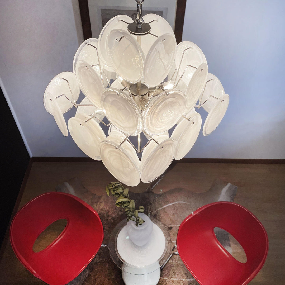 Cobalt Aura Glass Disc Chandelier---White