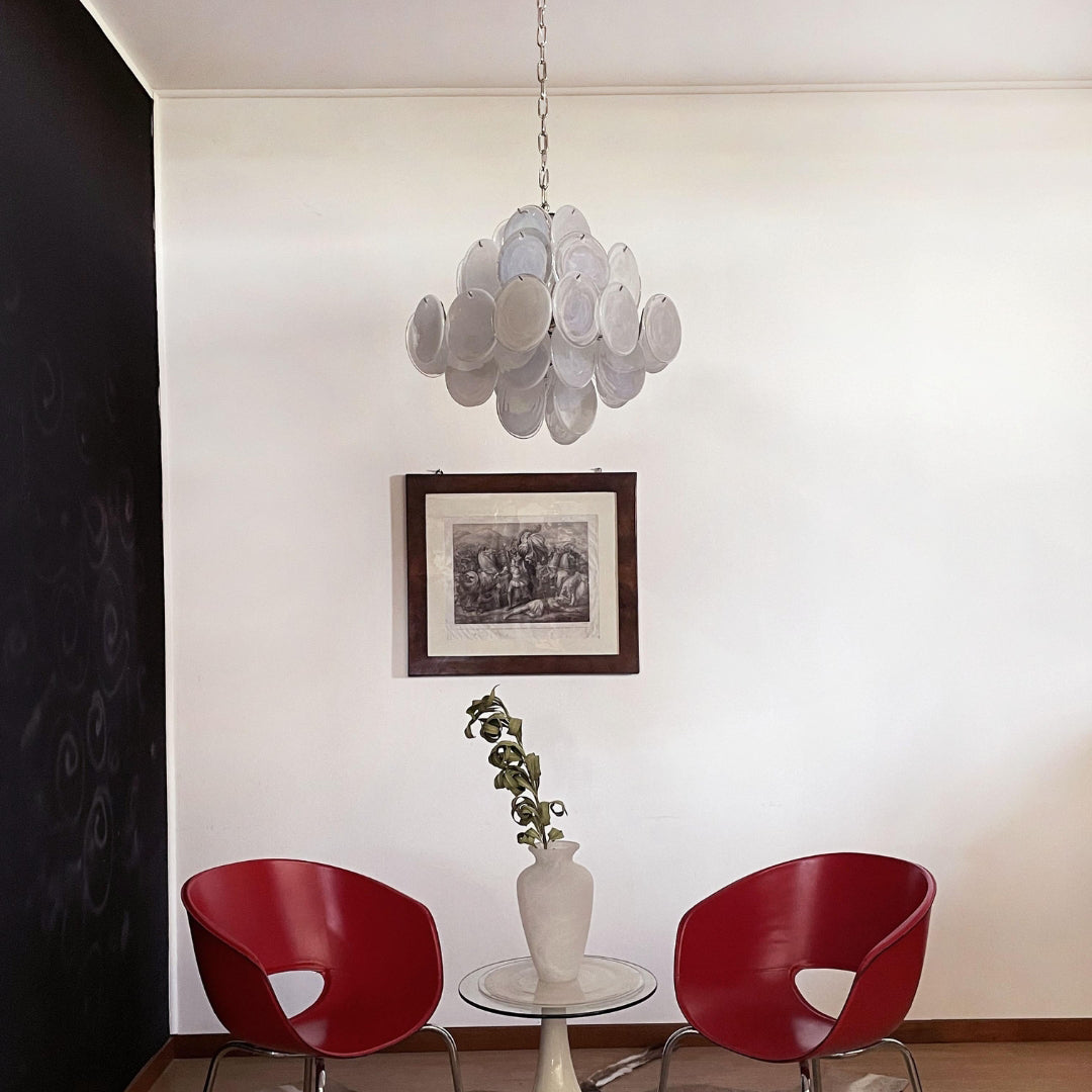 Cobalt Aura Glass Disc Chandelier---White