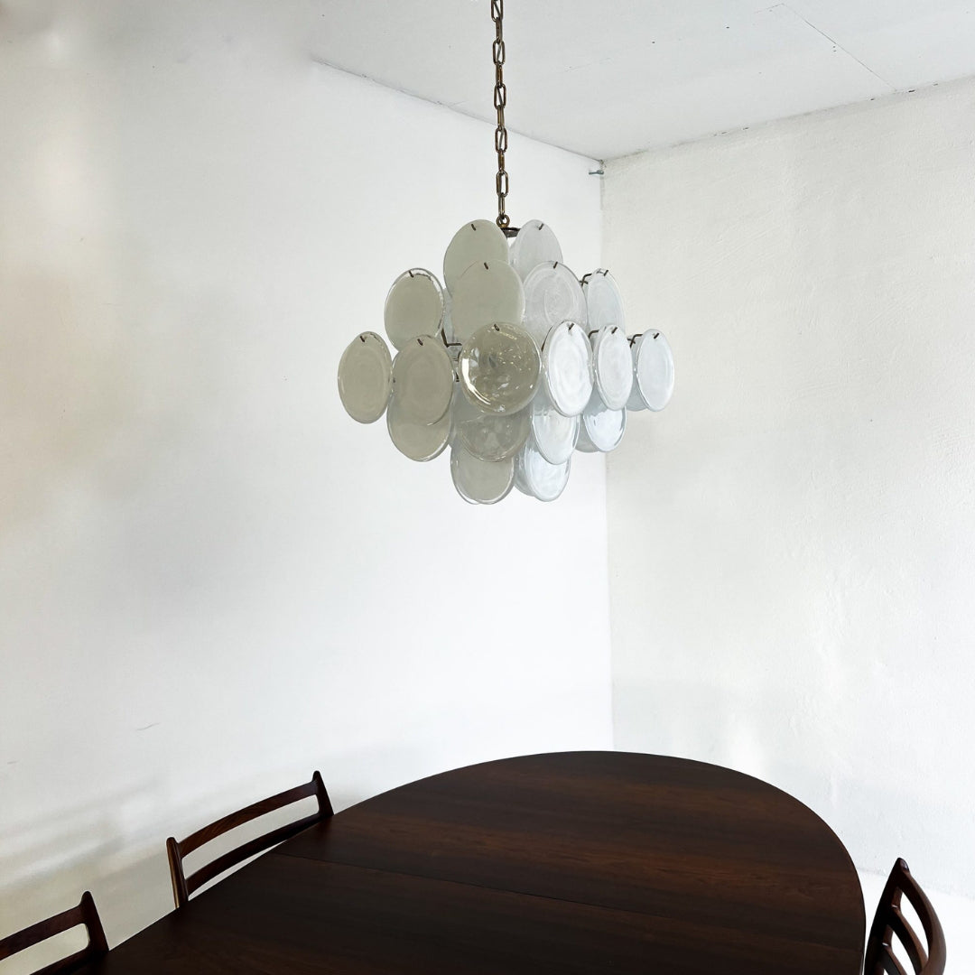 Cobalt Aura Glass Disc Chandelier---White