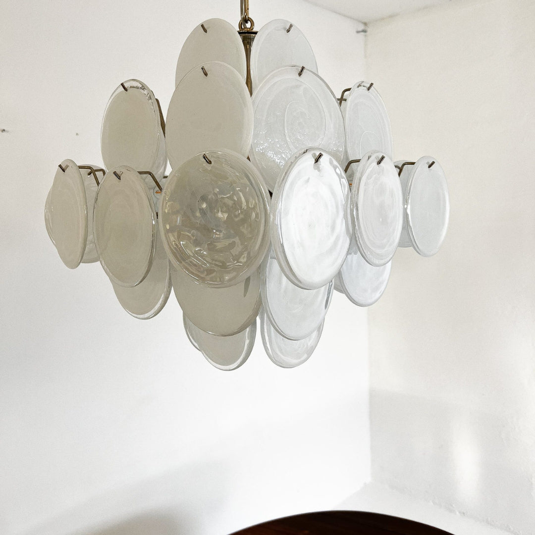 Cobalt Aura Glass Disc Chandelier---White