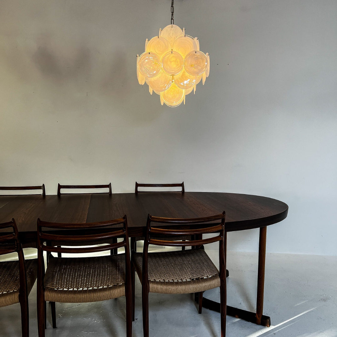 Cobalt Aura Glass Disc Chandelier---White