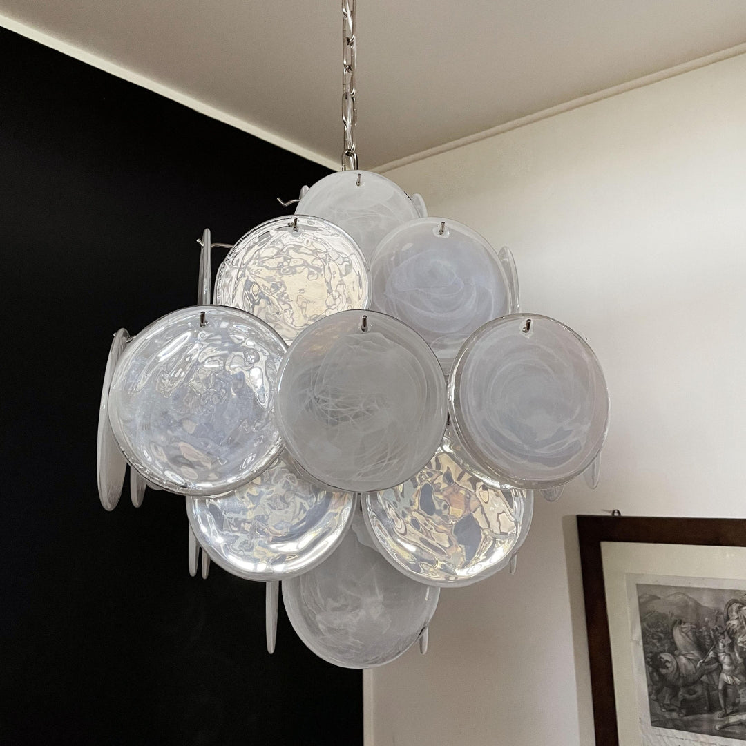 Cobalt Aura Glass Disc Chandelier---White