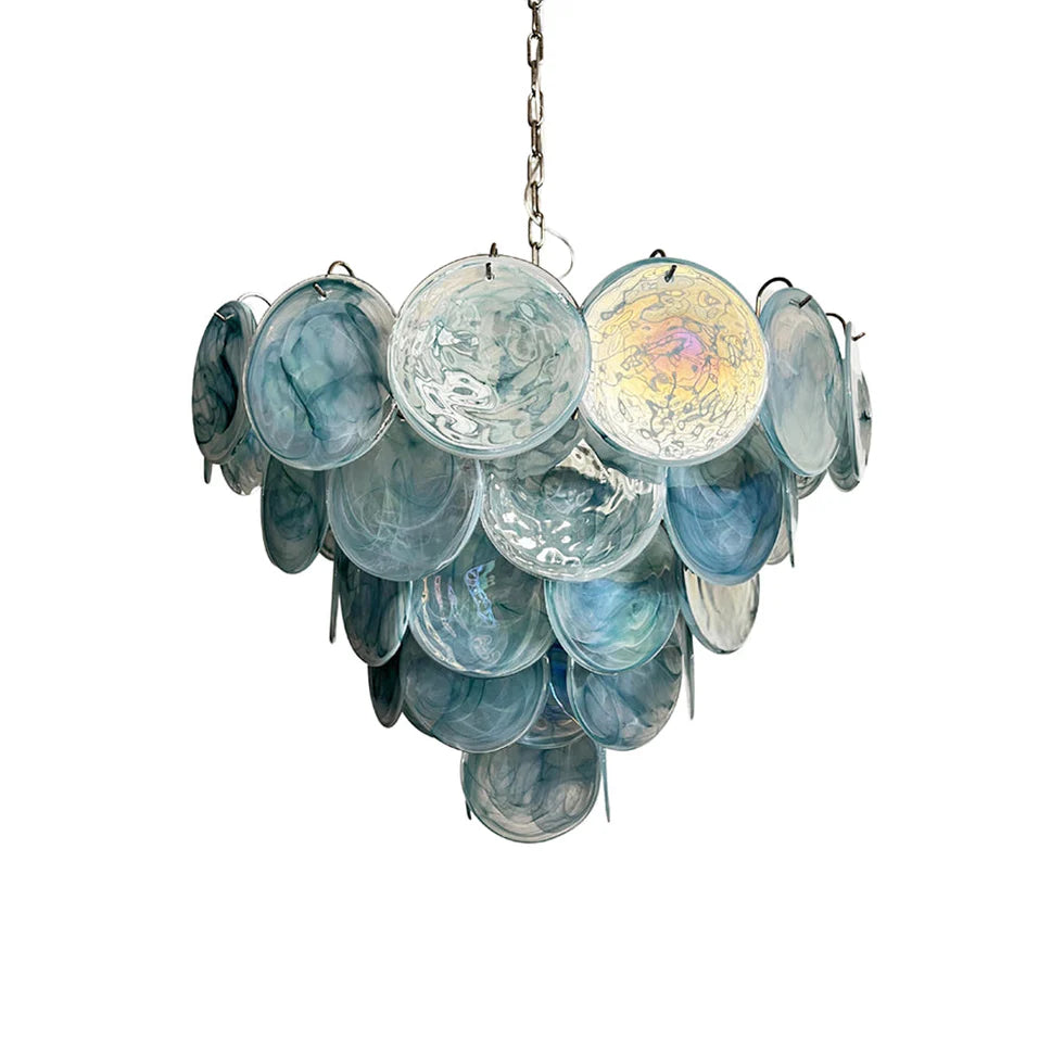 Cobalt Aura Glass Disc Chandelier---Blue