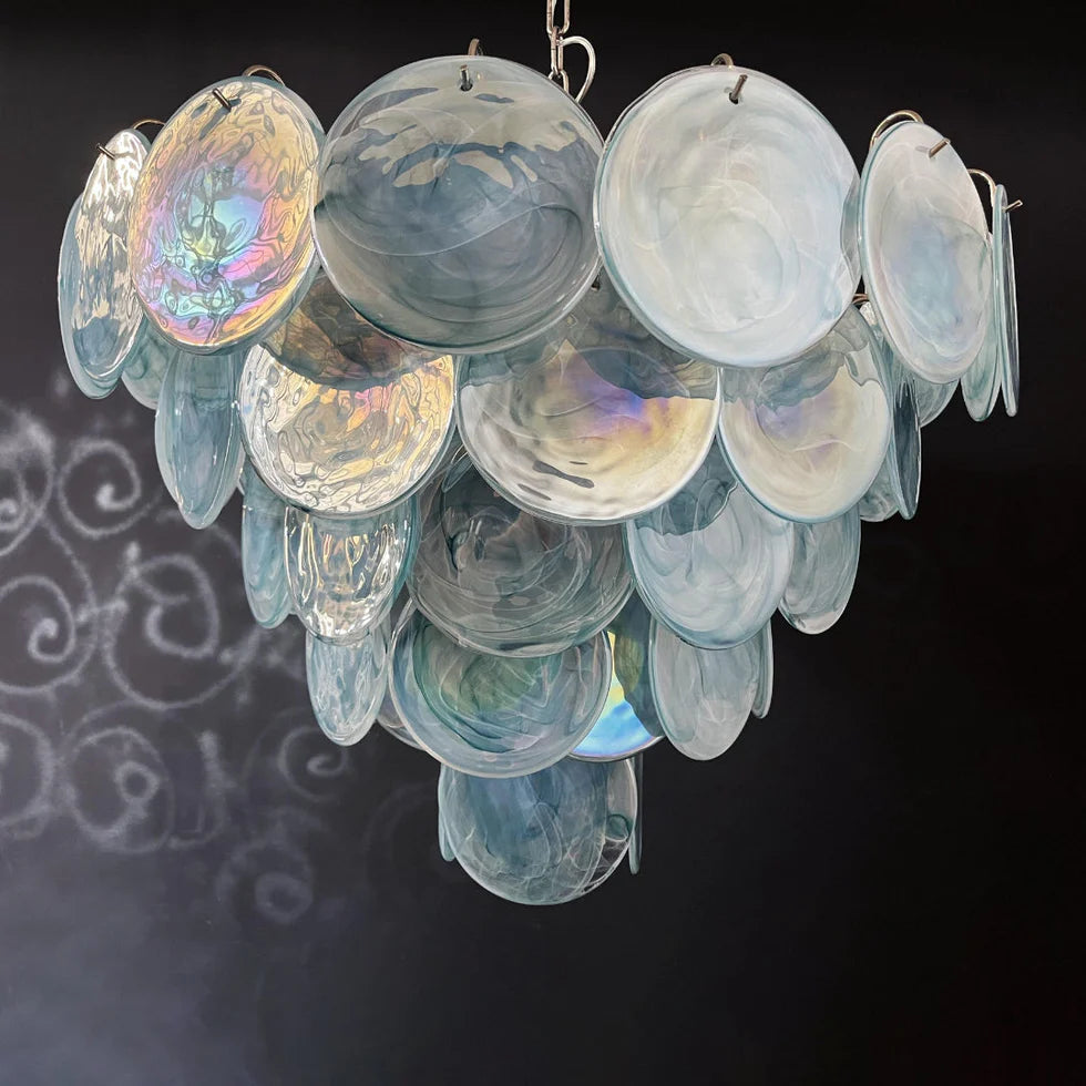Cobalt Aura Glass Disc Chandelier---Blue