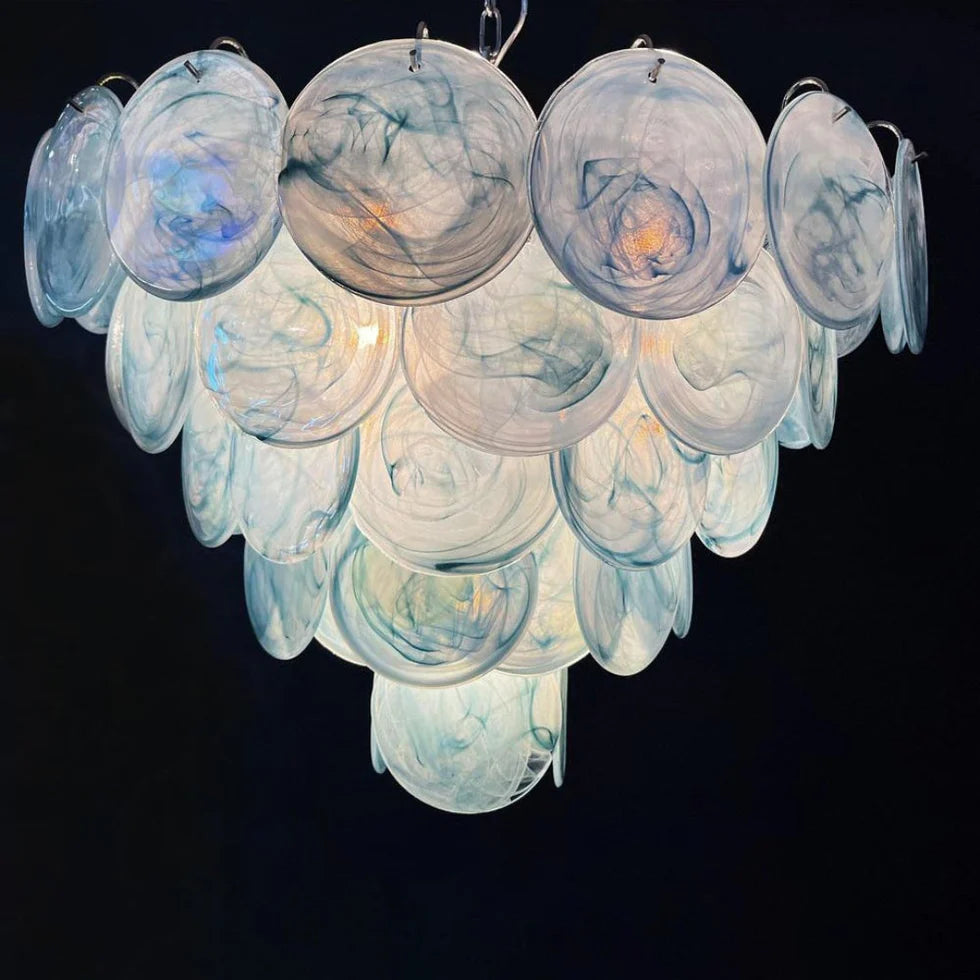 Cobalt Aura Glass Disc Chandelier---Blue