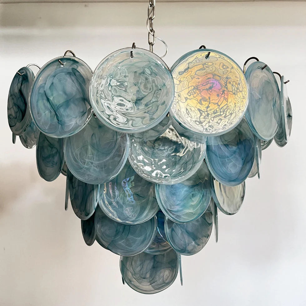 Cobalt Aura Glass Disc Chandelier---Blue