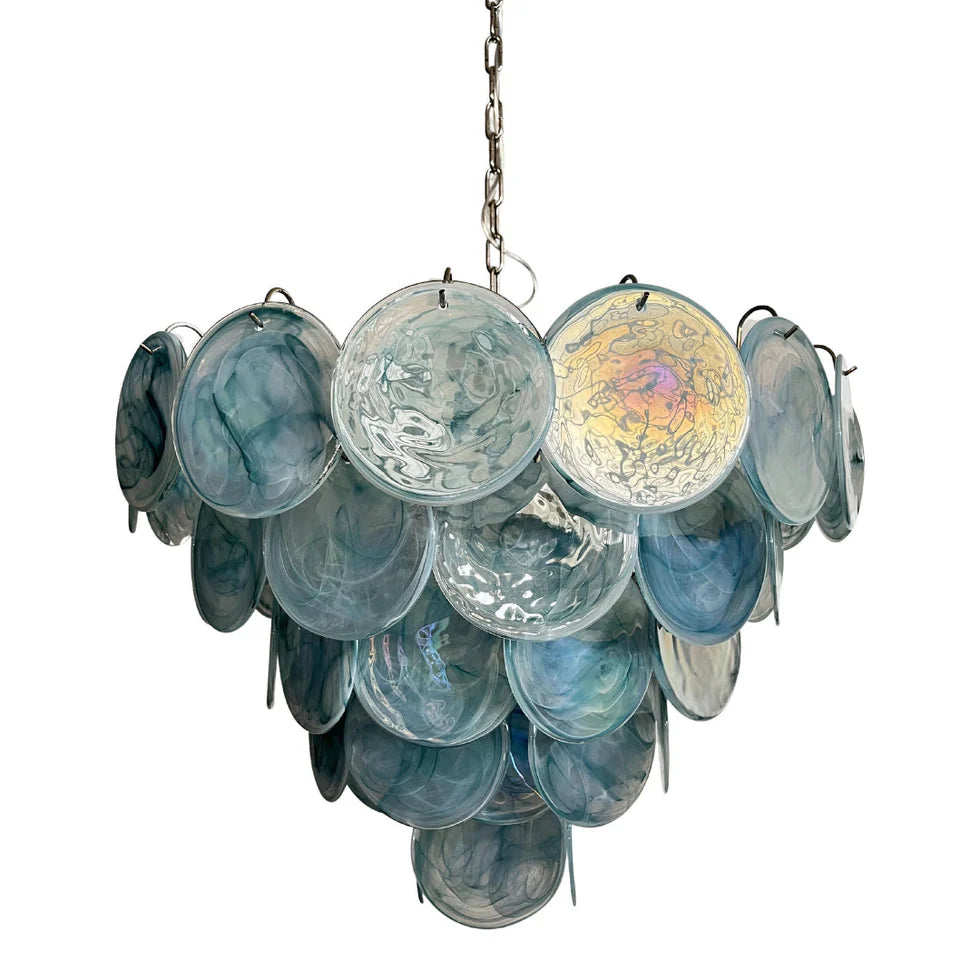 Cobalt Aura Glass Disc Chandelier---Blue