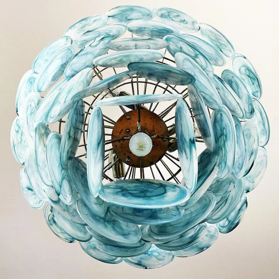 Cobalt Aura Glass Disc Chandelier---Blue