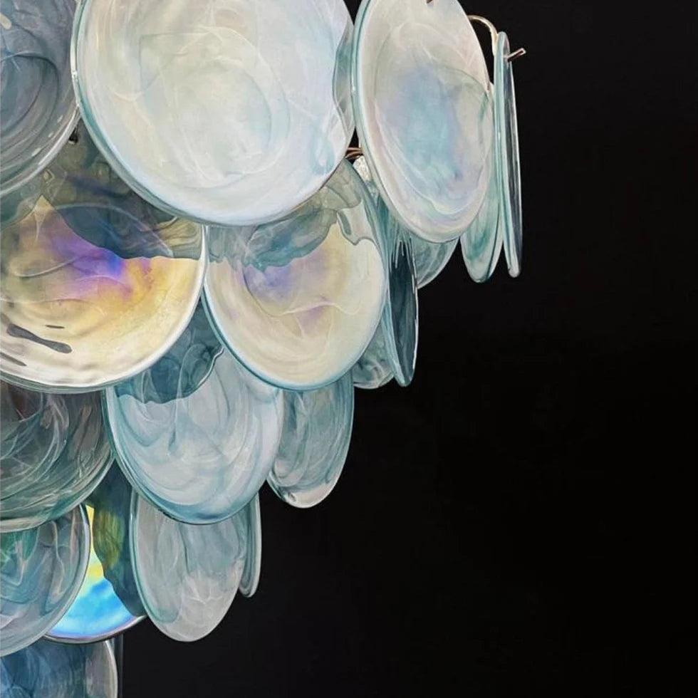 Cobalt Aura Glass Disc Chandelier---Blue