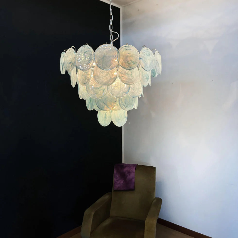 Cobalt Aura Glass Disc Chandelier---Blue