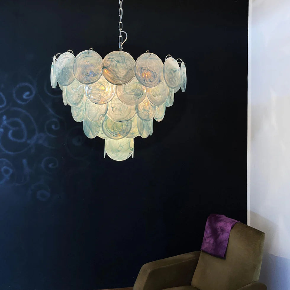 Cobalt Aura Glass Disc Chandelier---Blue