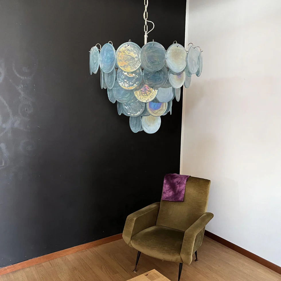 Cobalt Aura Glass Disc Chandelier---Blue