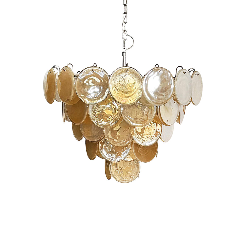 Cobalt Aura Glass Disc Chandelier---Gold