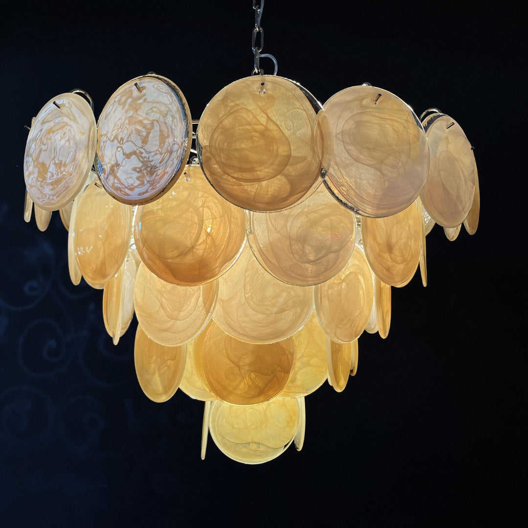 Cobalt Aura Glass Disc Chandelier---Gold