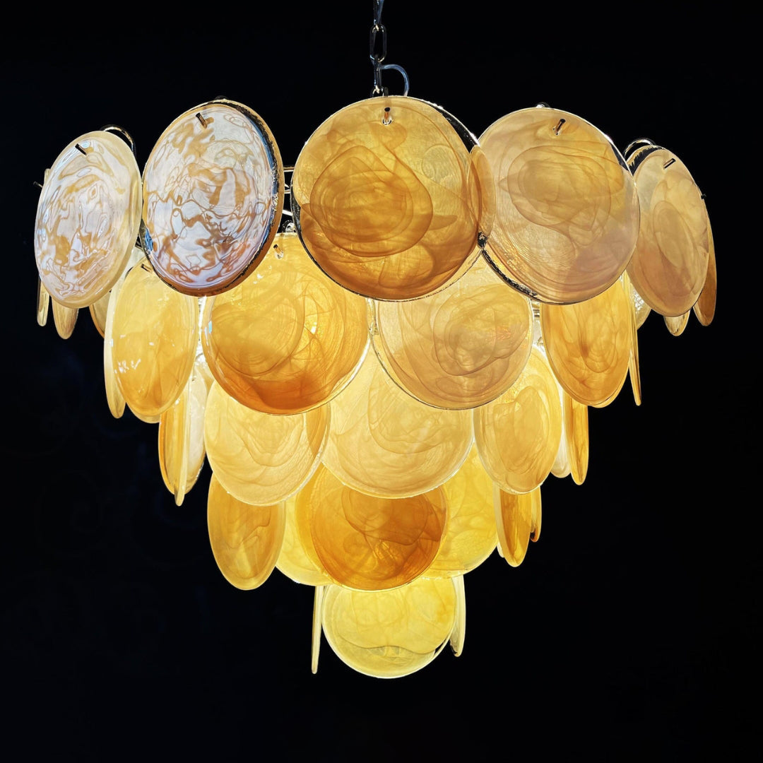 Cobalt Aura Glass Disc Chandelier---Gold
