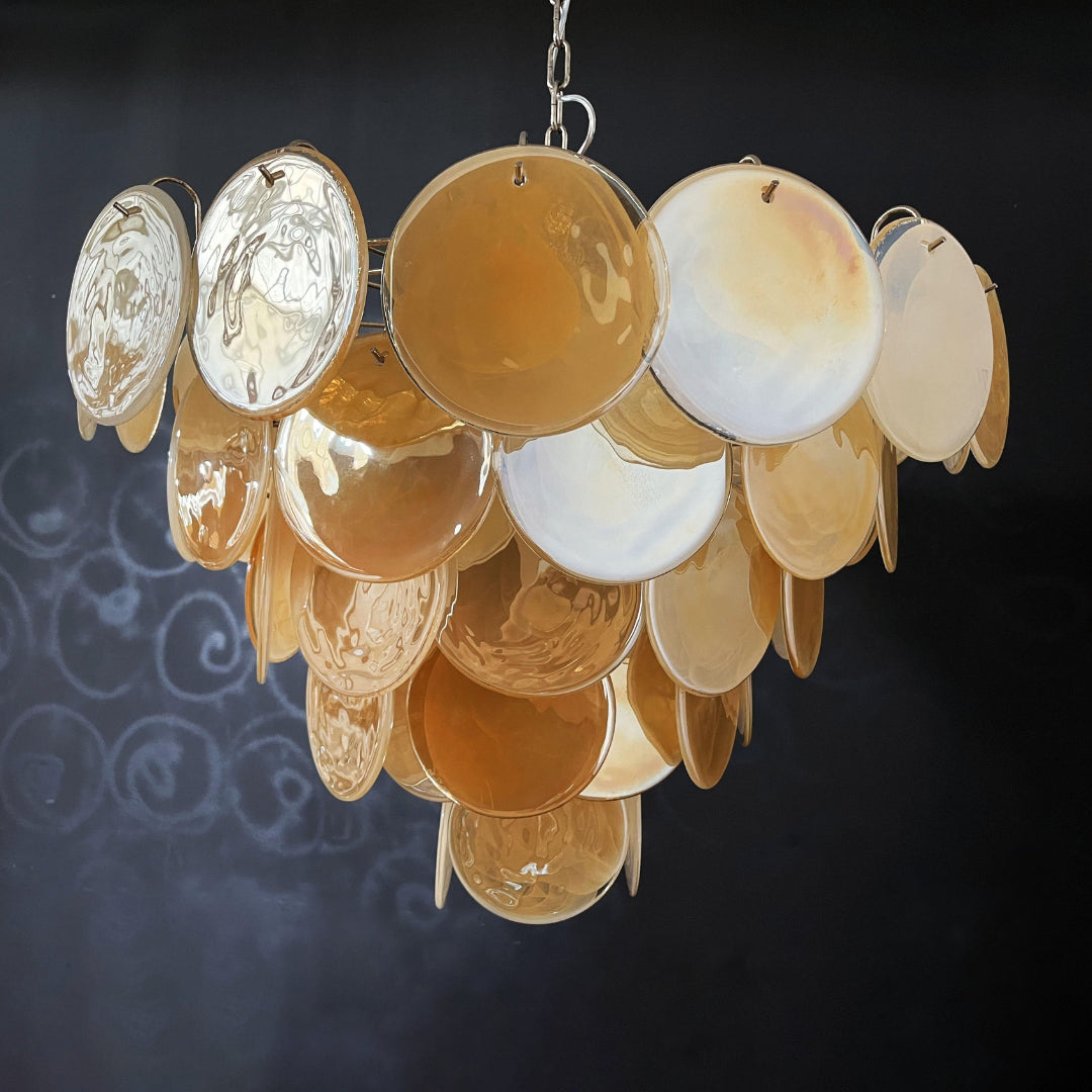 Cobalt Aura Glass Disc Chandelier---Gold