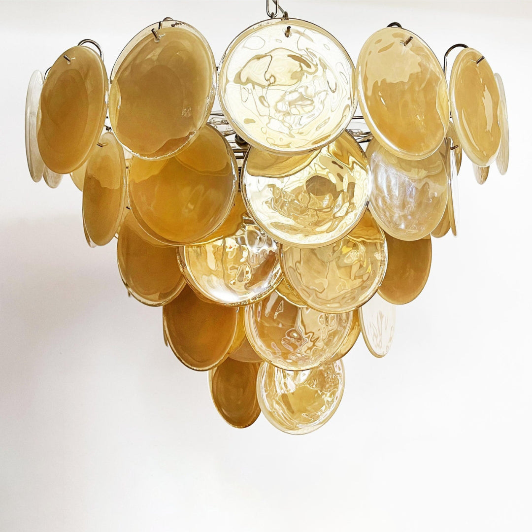Cobalt Aura Glass Disc Chandelier---Gold