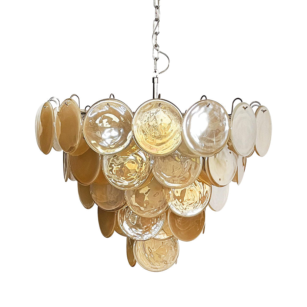 Cobalt Aura Glass Disc Chandelier---Gold