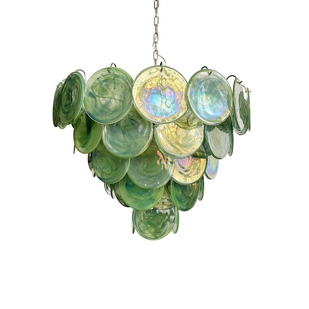 Cobalt Aura Glass Disc Chandelier---Green