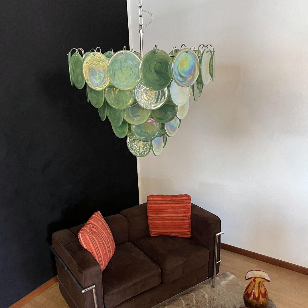 Cobalt Aura Glass Disc Chandelier---Green