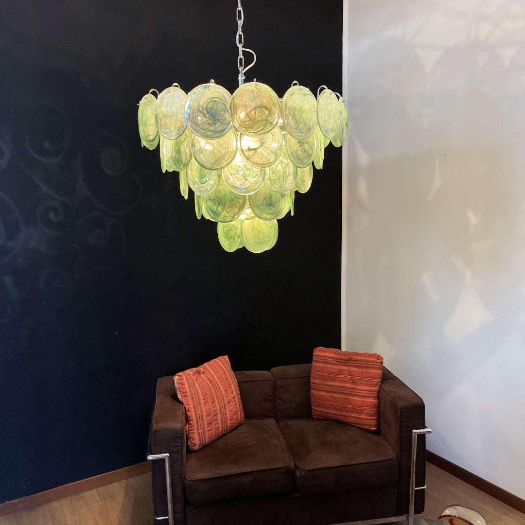 Cobalt Aura Glass Disc Chandelier---Green