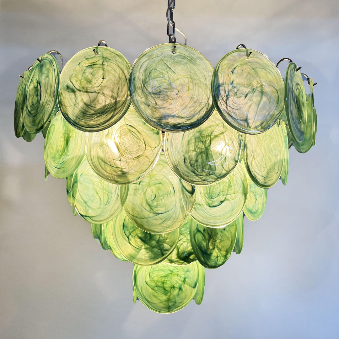 Cobalt Aura Glass Disc Chandelier---Green