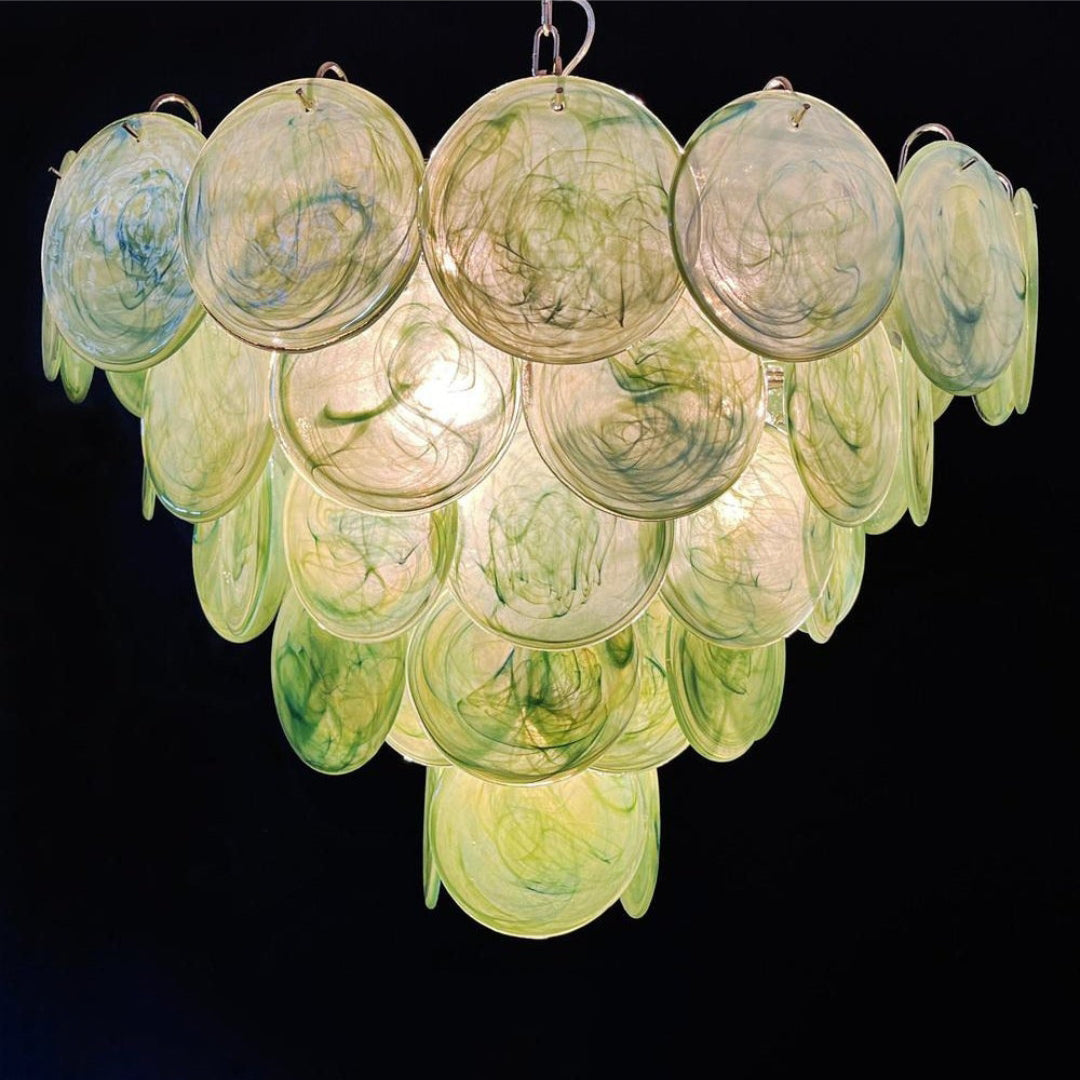 Cobalt Aura Glass Disc Chandelier---Green