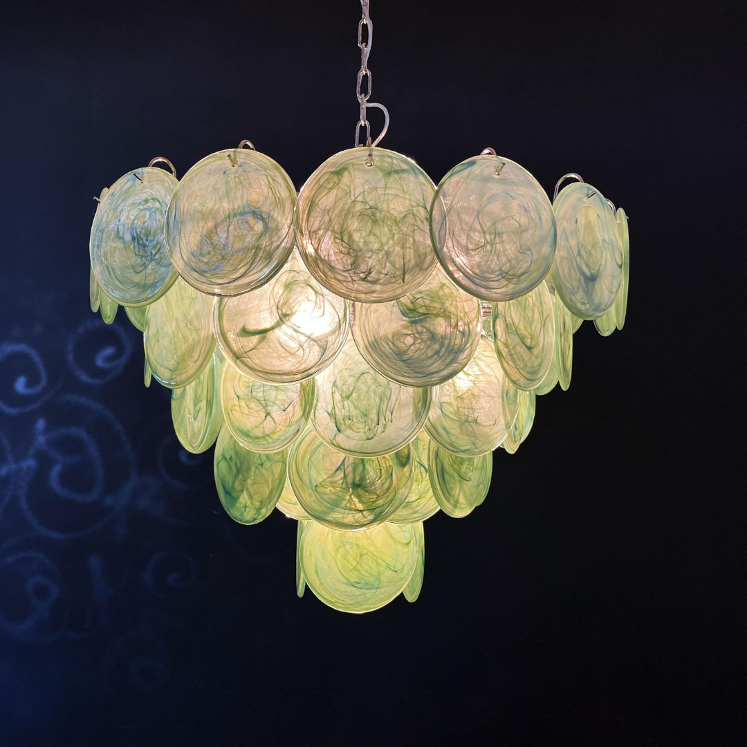 Cobalt Aura Glass Disc Chandelier---Green