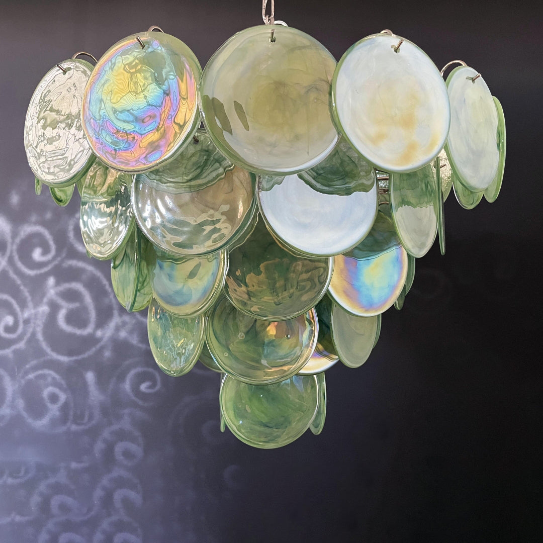 Cobalt Aura Glass Disc Chandelier---Green