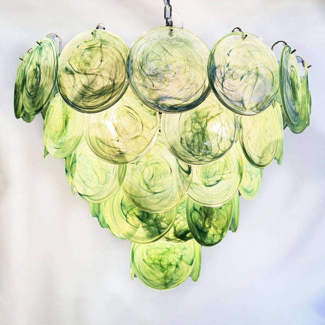 Cobalt Aura Glass Disc Chandelier---Green