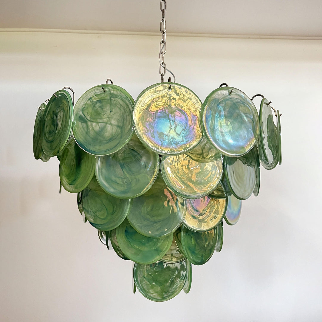 Cobalt Aura Glass Disc Chandelier---Green