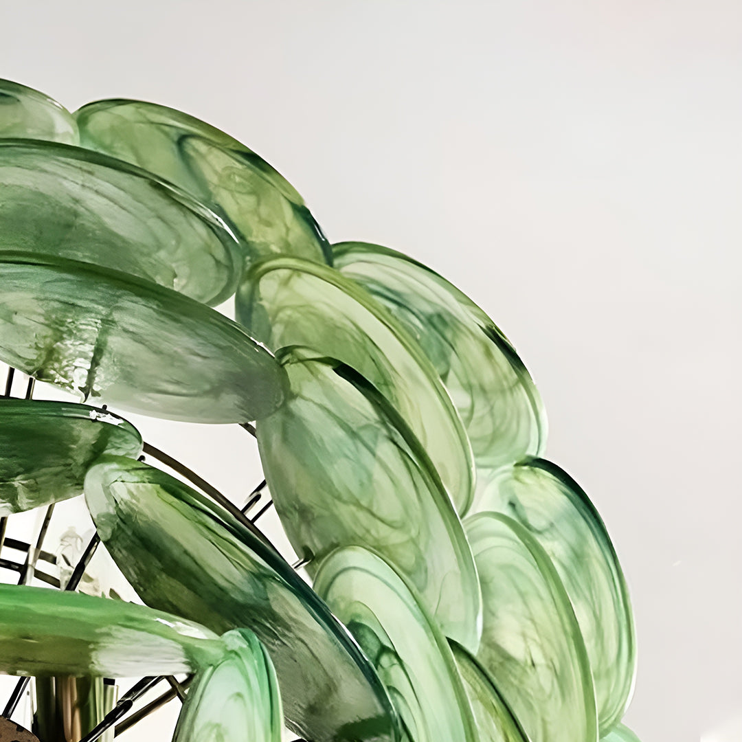 Cobalt Aura Glass Disc Chandelier---Green