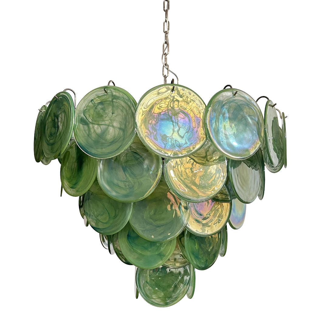 Cobalt Aura Glass Disc Chandelier---Green
