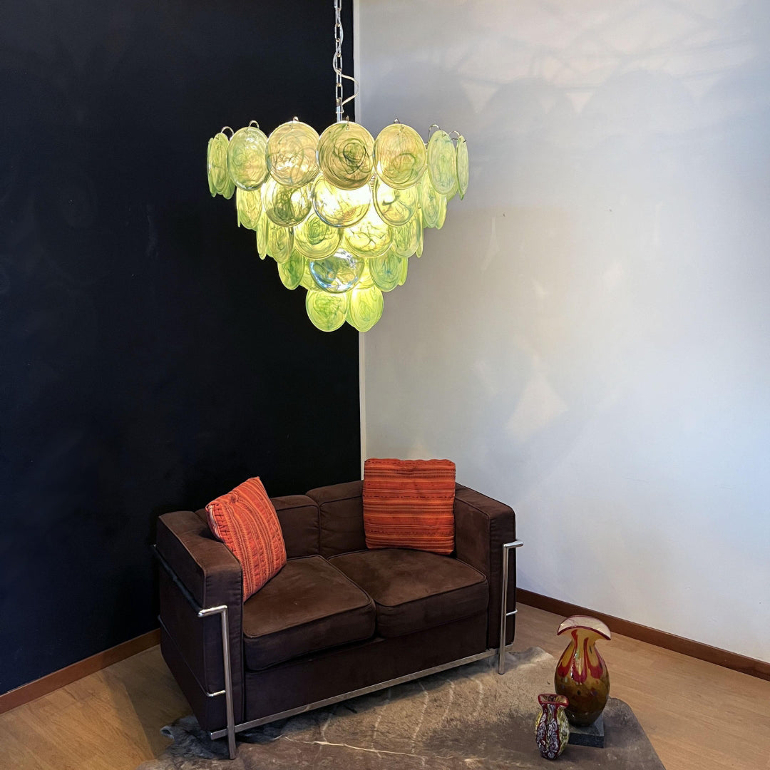 Cobalt Aura Glass Disc Chandelier---Green