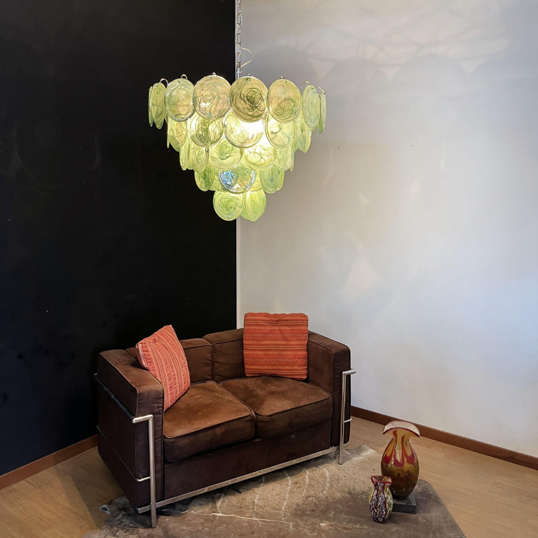 Cobalt Aura Glass Disc Chandelier---Green