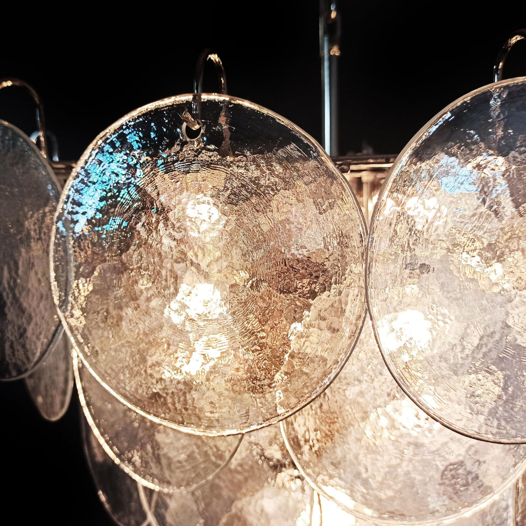 Cobalt Aura Glass Disc Chandelier---Iridescent Clear