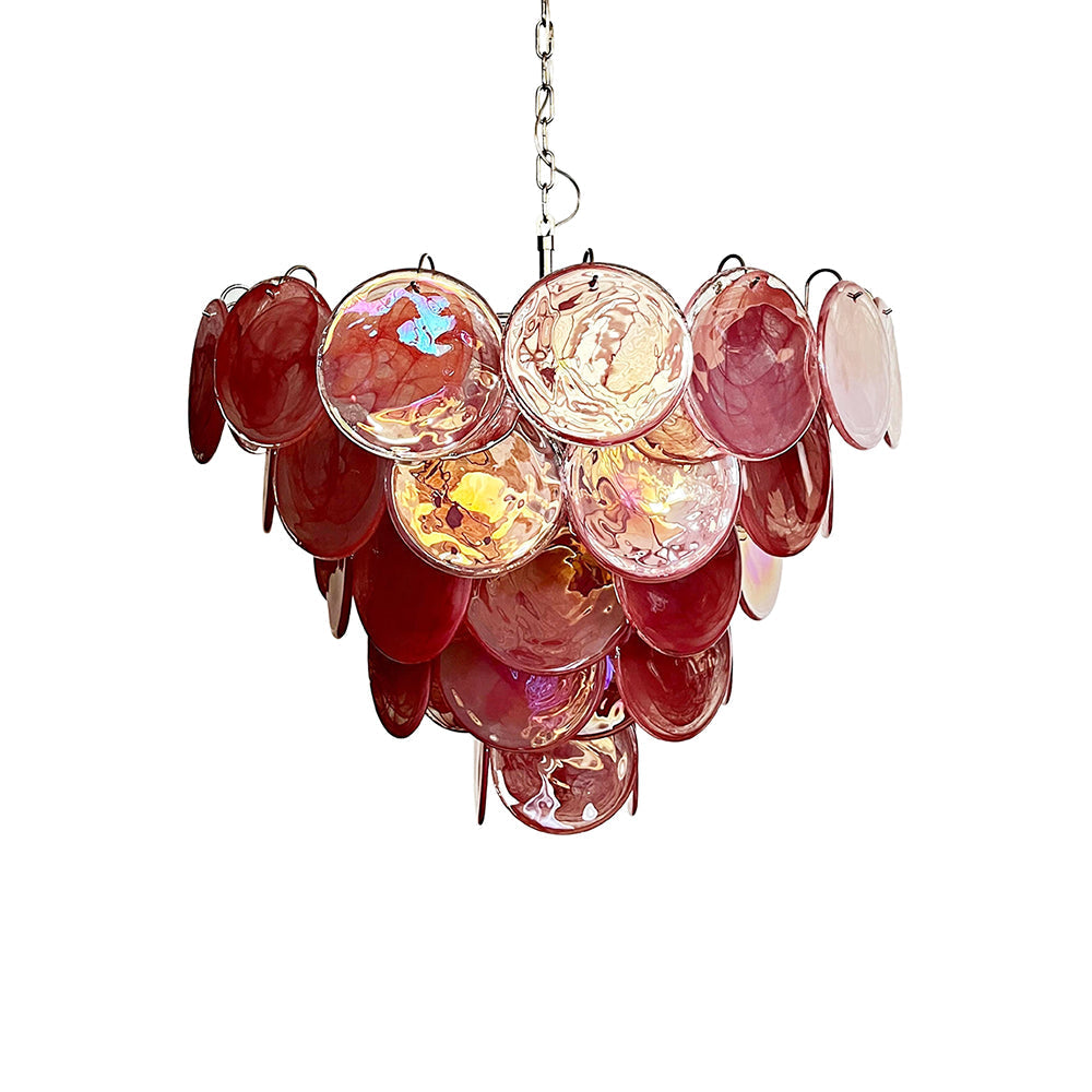 Cobalt Aura Glass Disc Chandelier---Pink