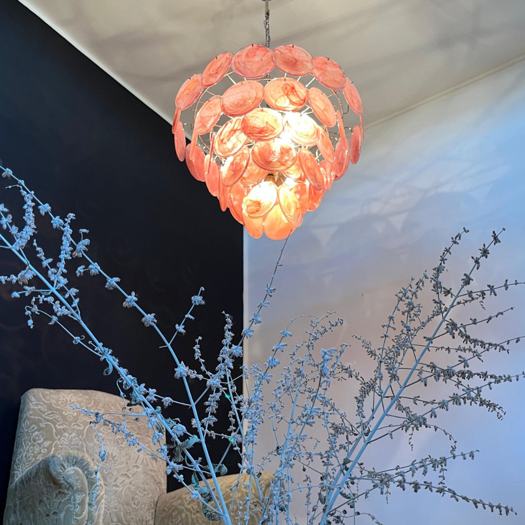 Cobalt Aura Glass Disc Chandelier---Pink