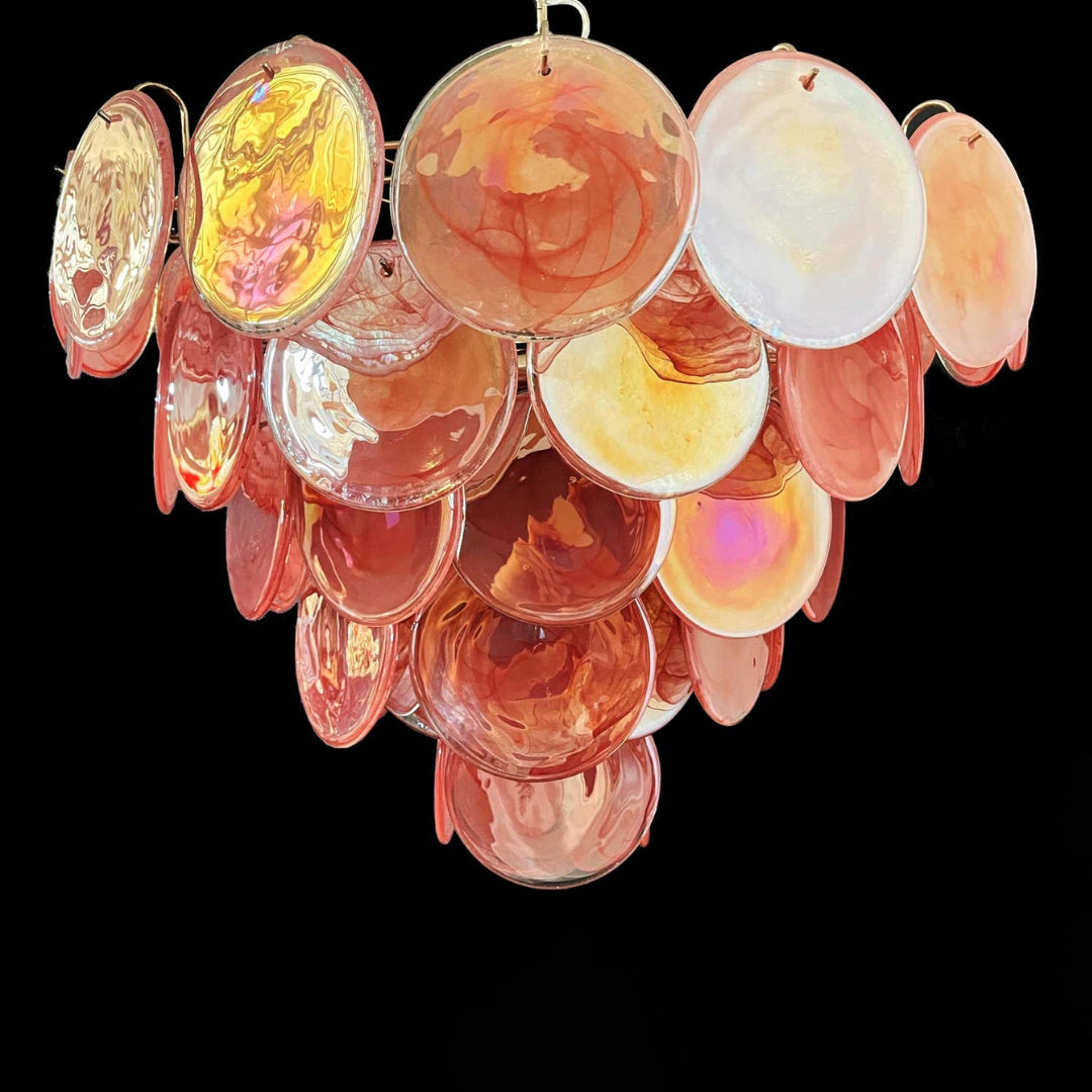 Cobalt Aura Glass Disc Chandelier---Pink