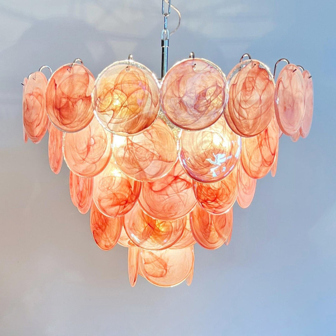 Cobalt Aura Glass Disc Chandelier---Pink