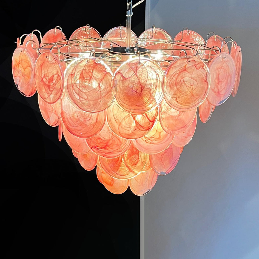 Cobalt Aura Glass Disc Chandelier---Pink
