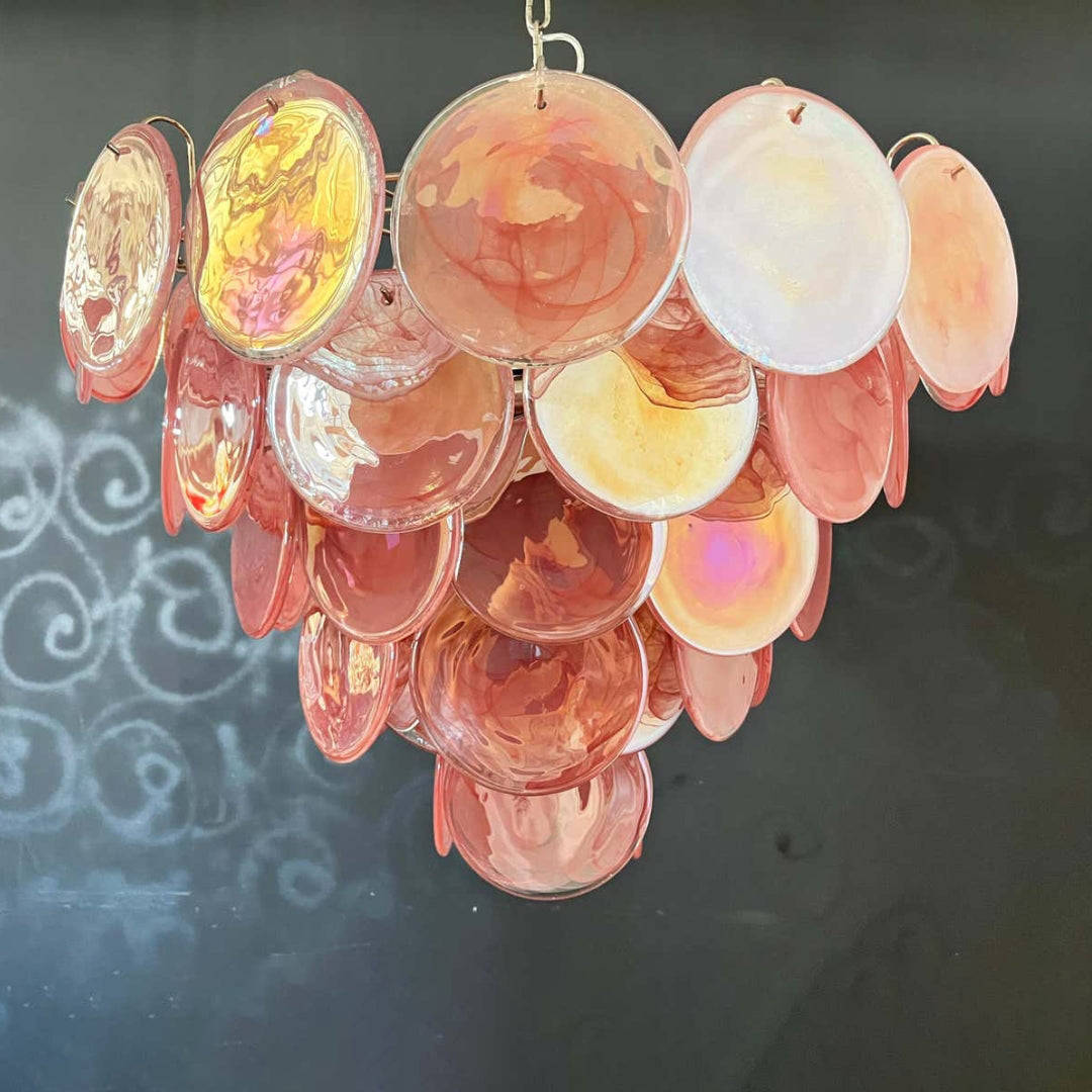Cobalt Aura Glass Disc Chandelier---Pink