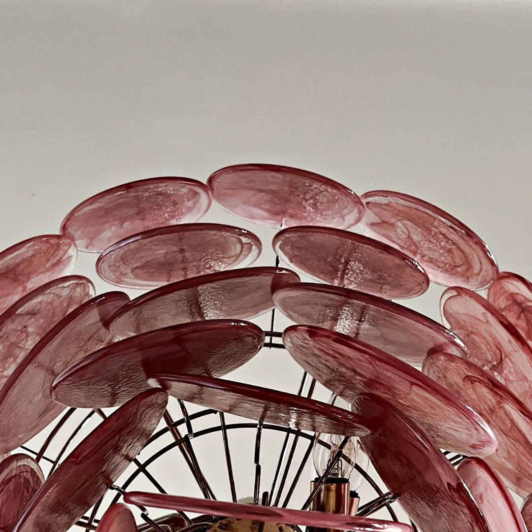Cobalt Aura Glass Disc Chandelier---Pink