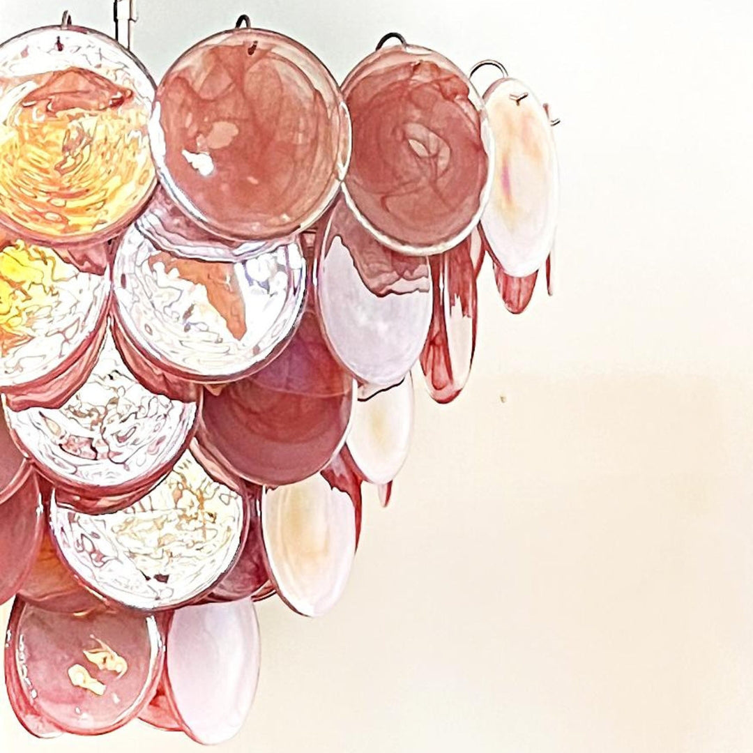 Cobalt Aura Glass Disc Chandelier---Pink