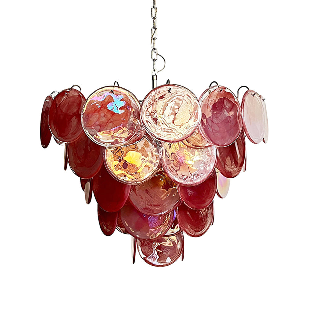 Cobalt Aura Glass Disc Chandelier---Pink