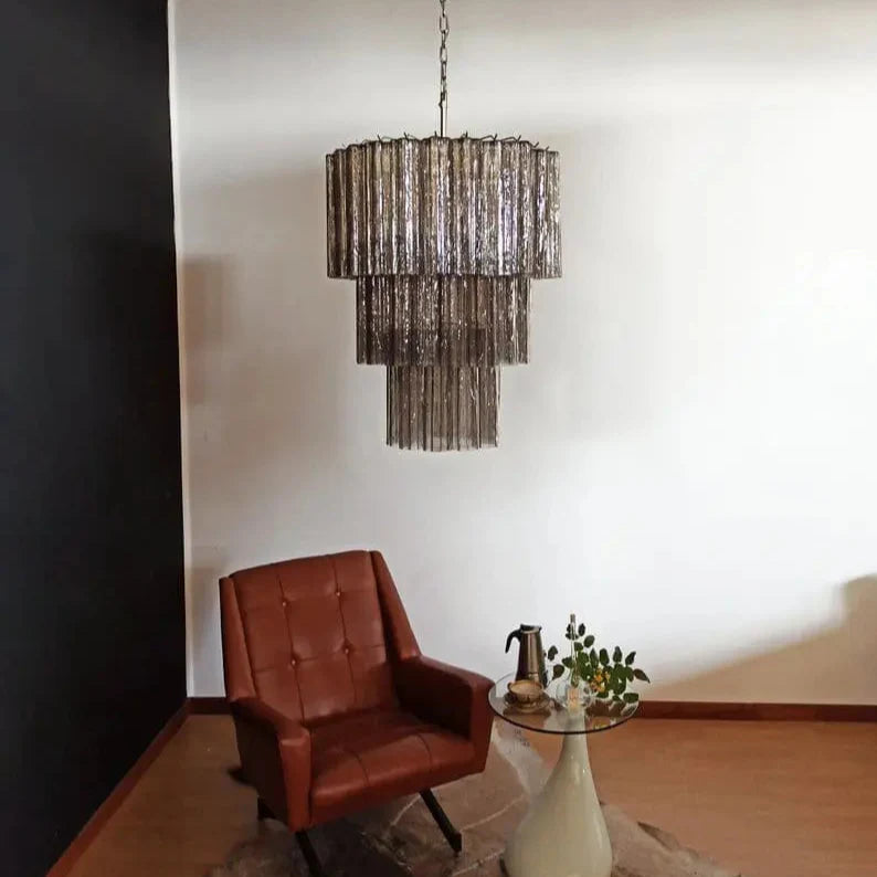 Pastel Art Smoked Glass Chandelier – 52 Tubes