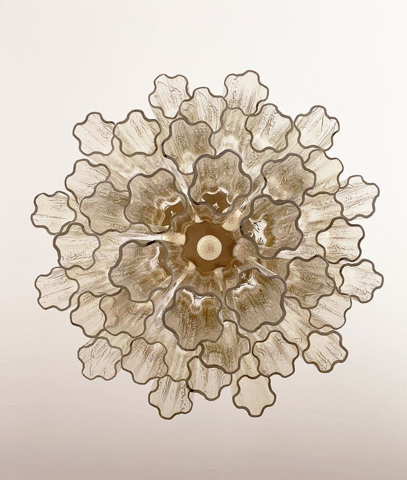Pastel Art Glass Yellow Chandelier – 36 Tubes