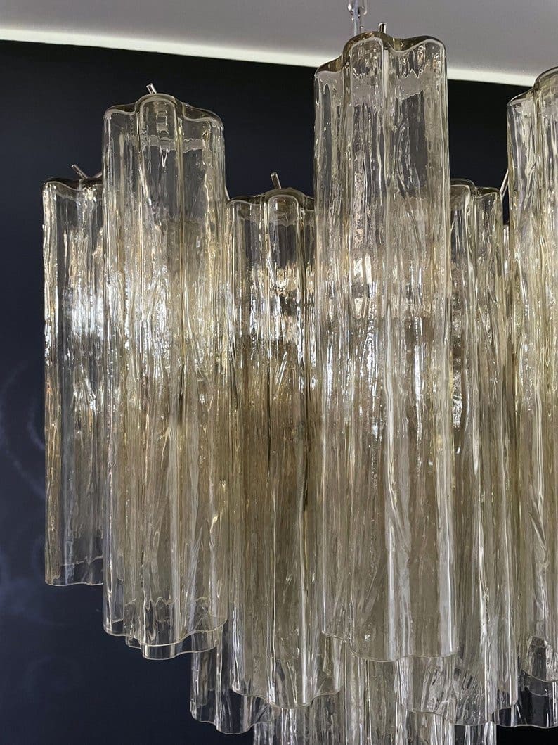 Pastel Art Glass Yellow Chandelier – 36 Tubes