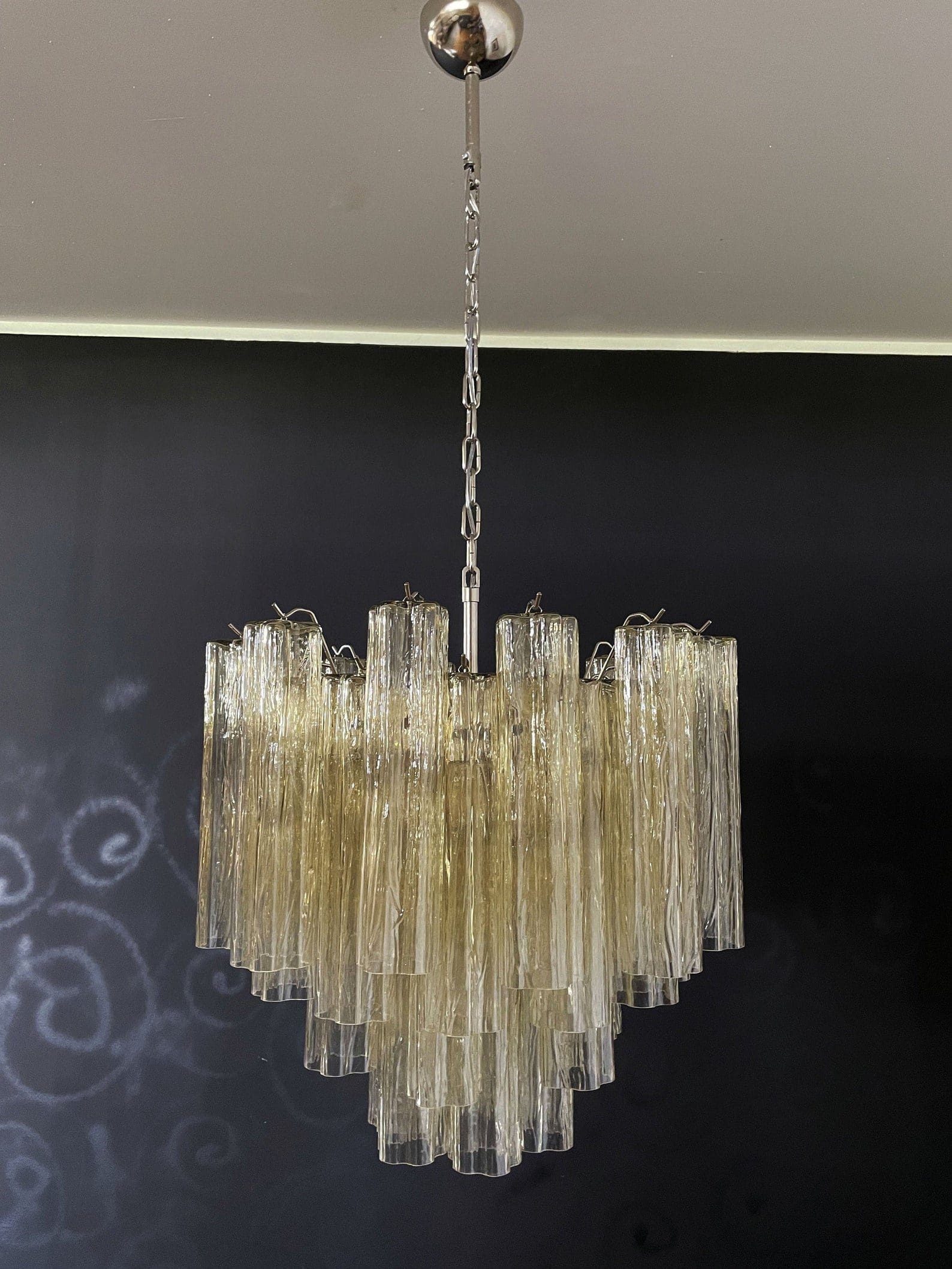 Pastel Art Glass Yellow Chandelier – 36 Tubes